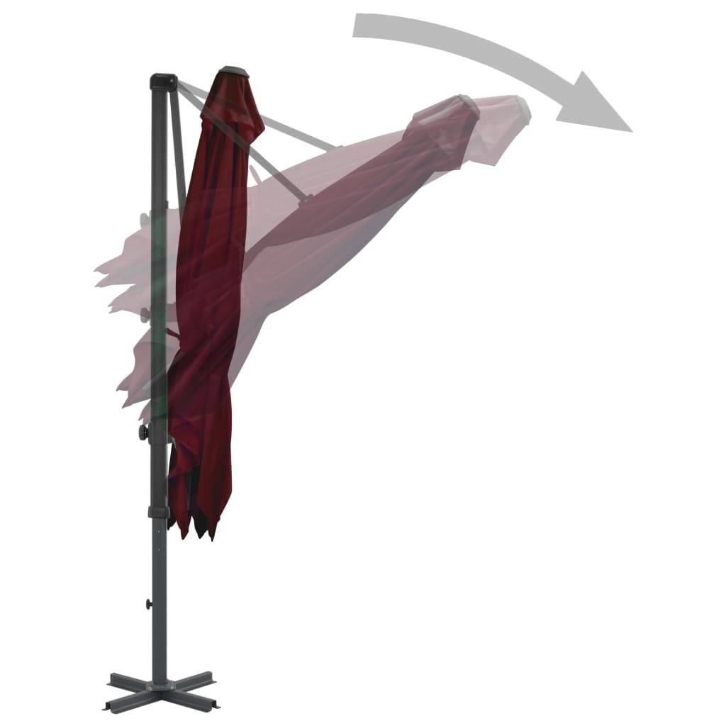Helloshop26 - Parasol déporté avec mât en aluminium 250 x 250 cm bordeaux - Imagen 4