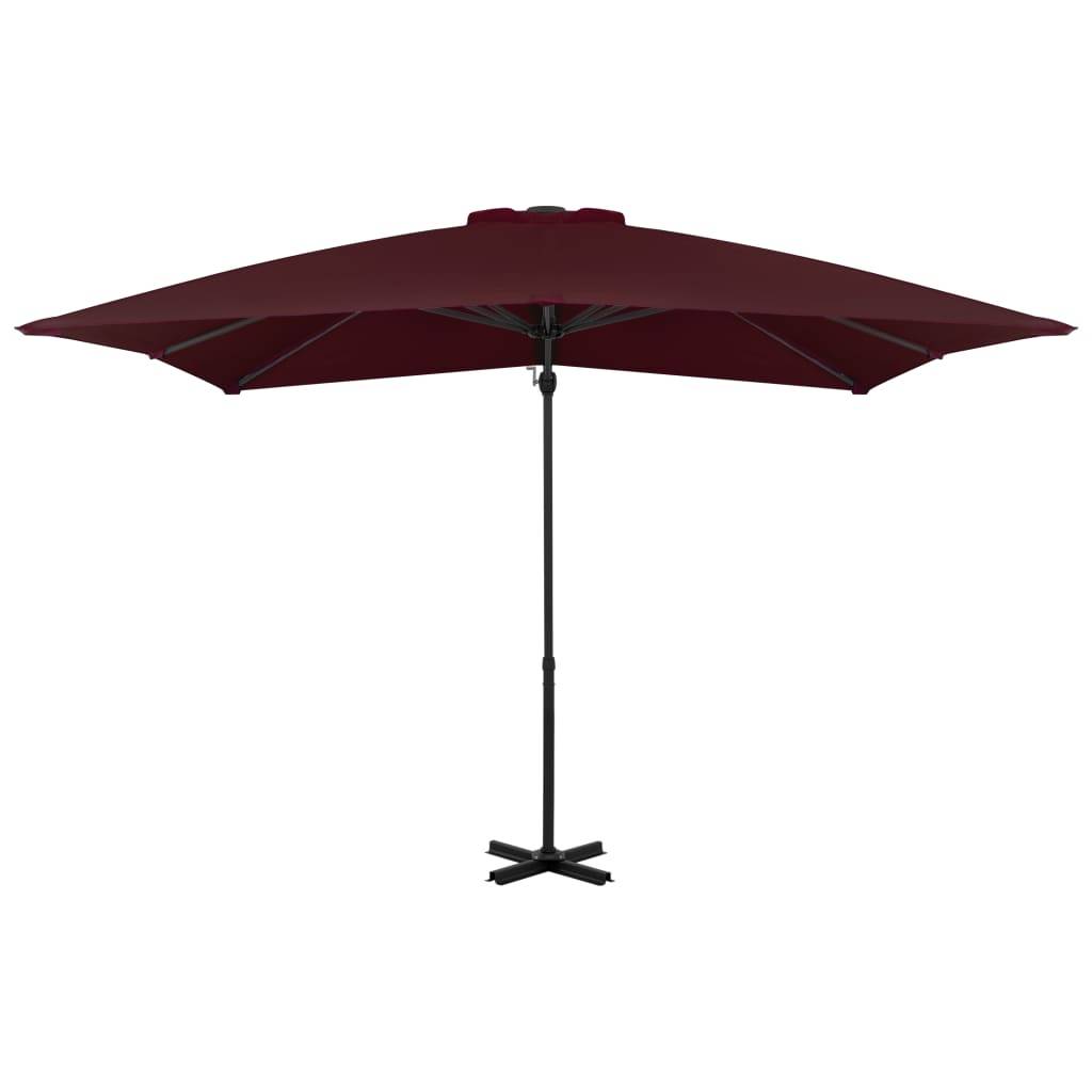 Helloshop26 - Parasol déporté avec mât en aluminium 250 x 250 cm bordeaux - Imagen 2