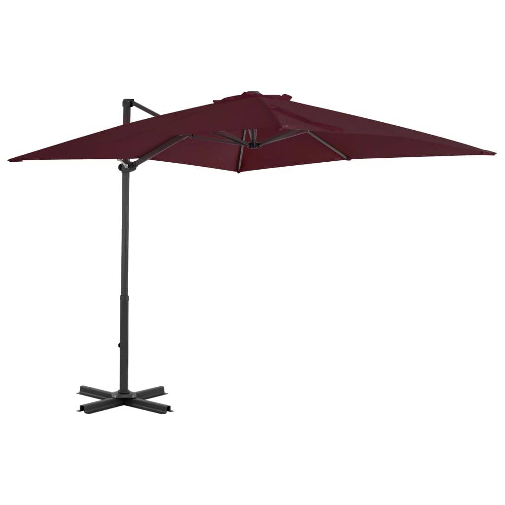 Helloshop26 - Parasol déporté avec mât en aluminium 250 x 250 cm bordeaux - Imagen 1
