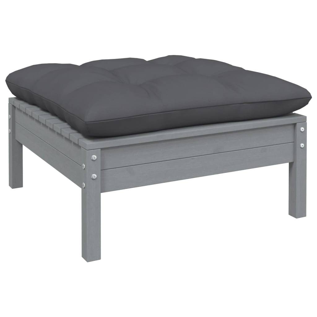 Helloshop26 - Salon de jardin meuble d'extérieur ensemble de mobilier 5 pièces avec coussins anthracite bois de pin - Imagen 4
