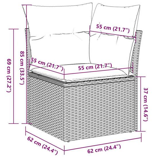Salon de jardin 5 places beige résine tressée et bois avec table ajustable et rangement – ComfortXL Outdoor Living - Image 5
