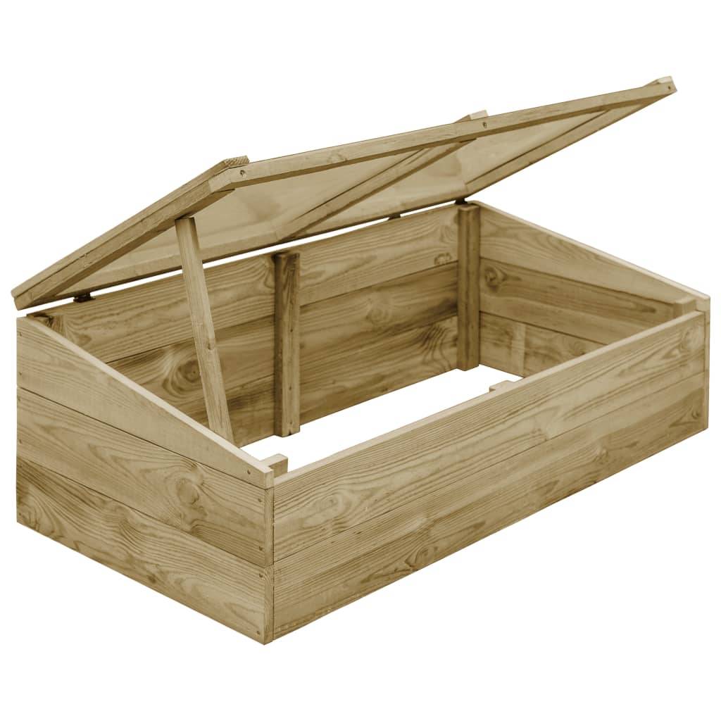 Serre Châssis Bois Pin Imprégné Jardin Protection Semis 100x50cm Naturel - ComfortXL Outdoor Living - Image 4