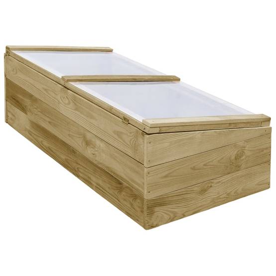 Serre Châssis Bois Pin Imprégné Jardin Protection Semis 100x50cm Naturel - ComfortXL Outdoor Living - Image 3