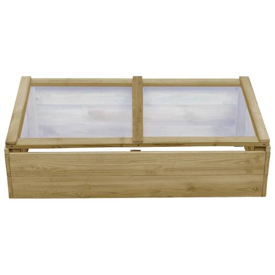 Serre Châssis Bois Pin Imprégné Jardin Protection Semis 100x50cm Naturel - ComfortXL Outdoor Living - Image 2