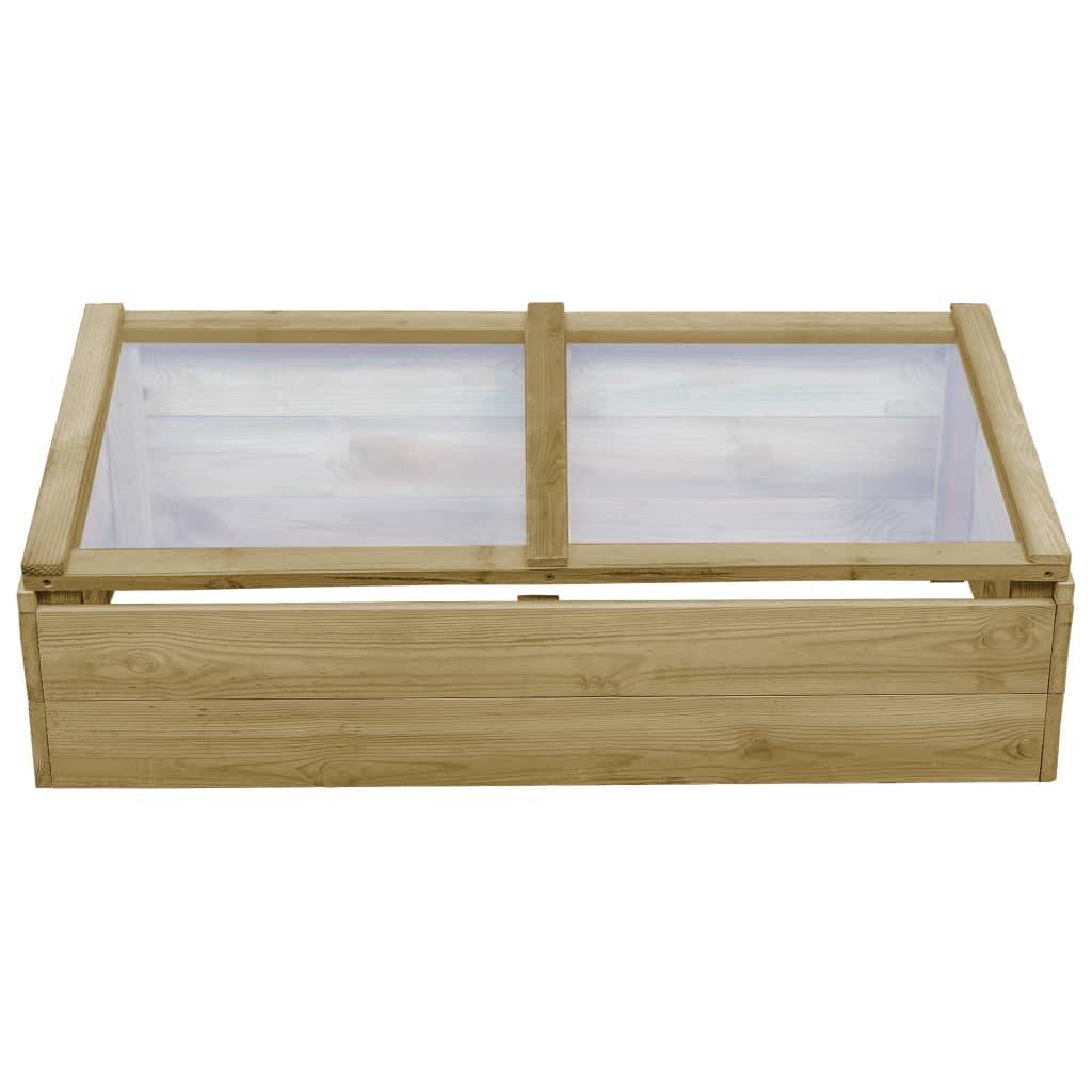 Serre Châssis Bois Pin Imprégné Jardin Protection Semis 100x50cm Naturel - ComfortXL Outdoor Living - Image 2
