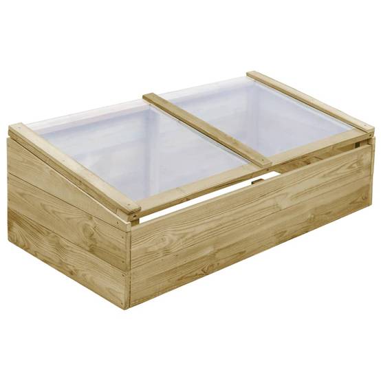 Serre Châssis Bois Pin Imprégné Jardin Protection Semis 100x50cm Naturel - ComfortXL Outdoor Living - Image 1