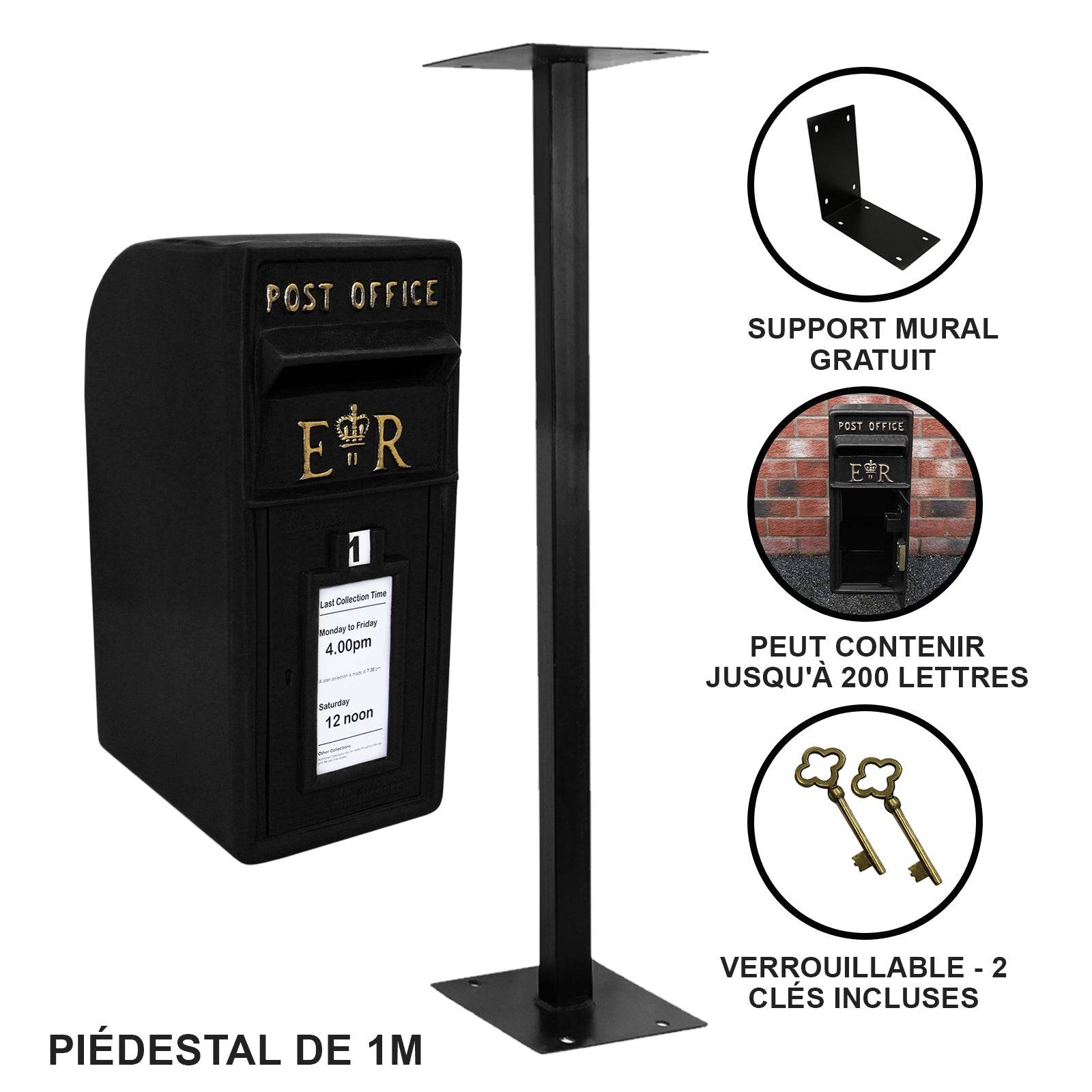Monstershop - Boîte aux Lettres Noire avec Support - Imagen 2