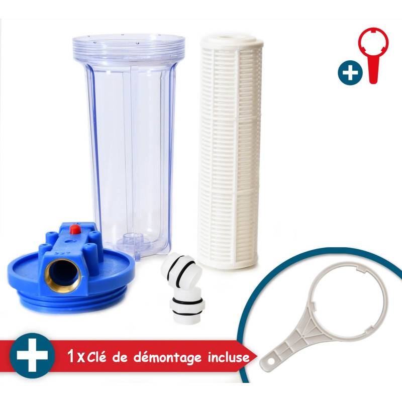 Filtre à eau 6 000 l/h 5,5 bars Raccord 1 pouce Cartouche filtrante lavable idéale pour les pompes - Image 4