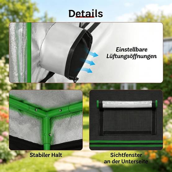 ComfortXL - Chambre de culture Tissu Oxford plantes intérieur Culture hydroponique 60x120x180cm Noir - ComfortXL Outdoor Living - Image 6