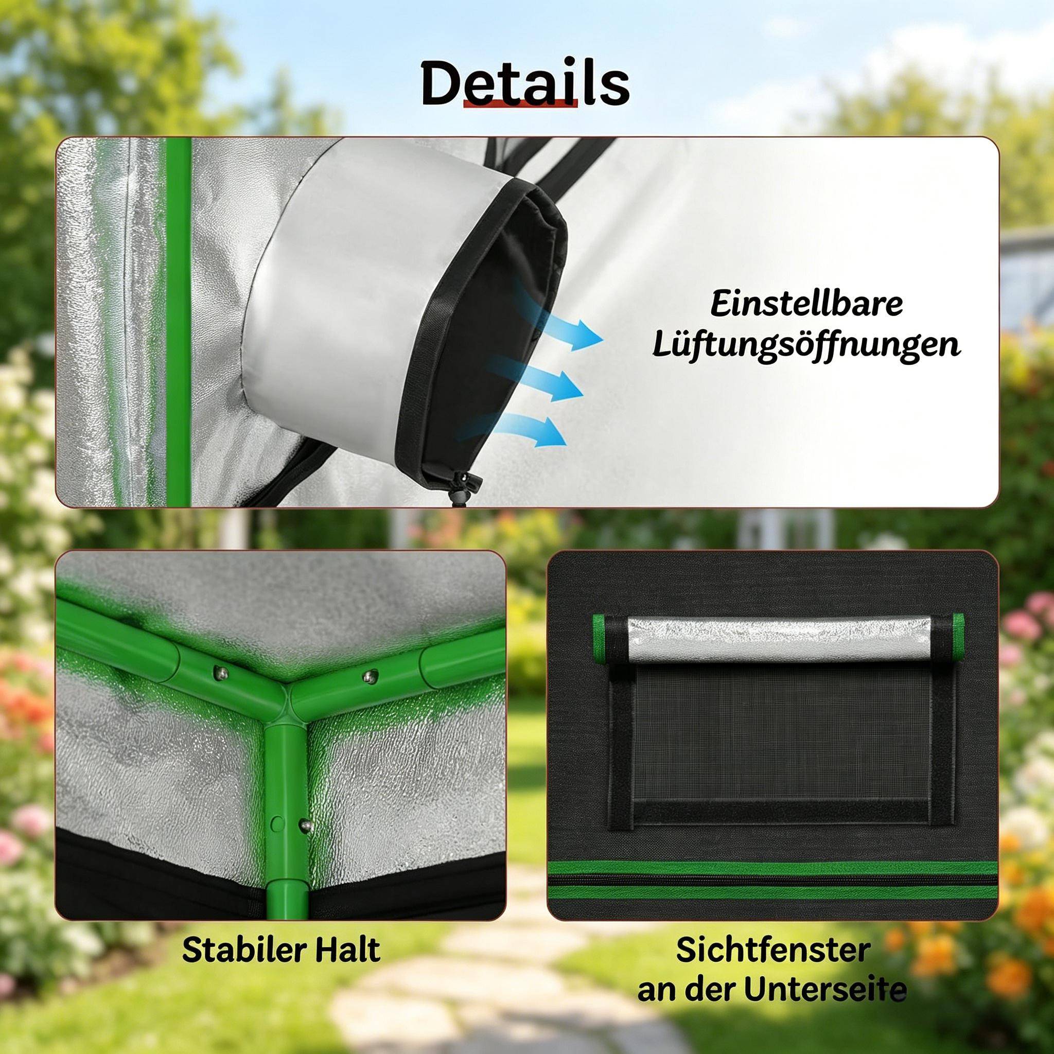 ComfortXL - Chambre de culture Tissu Oxford plantes intérieur Culture hydroponique 60x120x180cm Noir - ComfortXL Outdoor Living - Image 6
