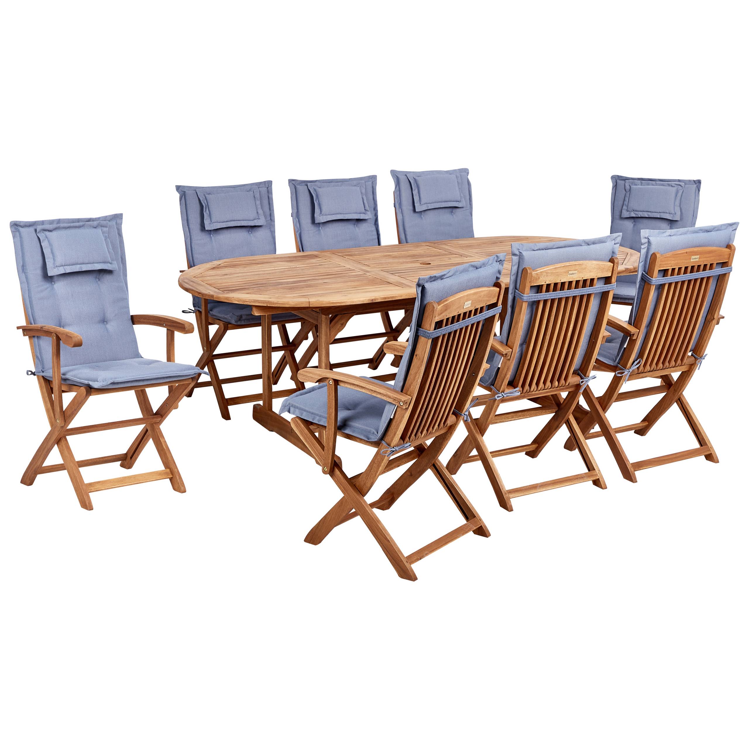 Beliani - Set de salle à manger, 8 Personnes Acacia Bleu MAUI II - Beliani - Imagen 2