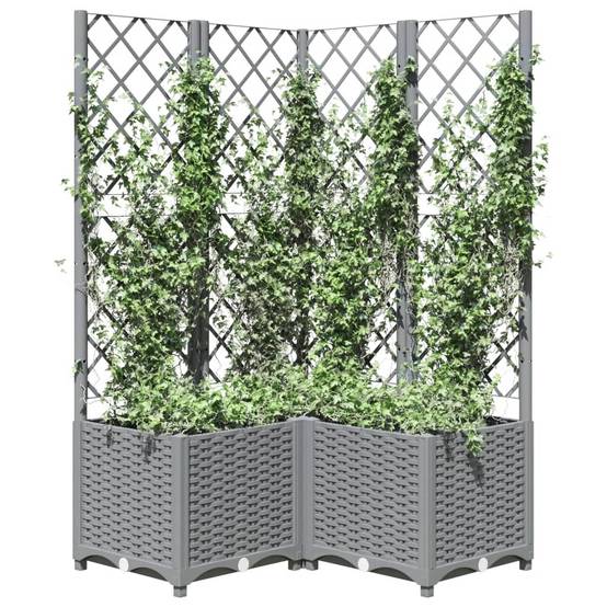 Jardinière avec treillis Gris clair 80 x 80 x 136 cm PP - PANGIVO - Image 3