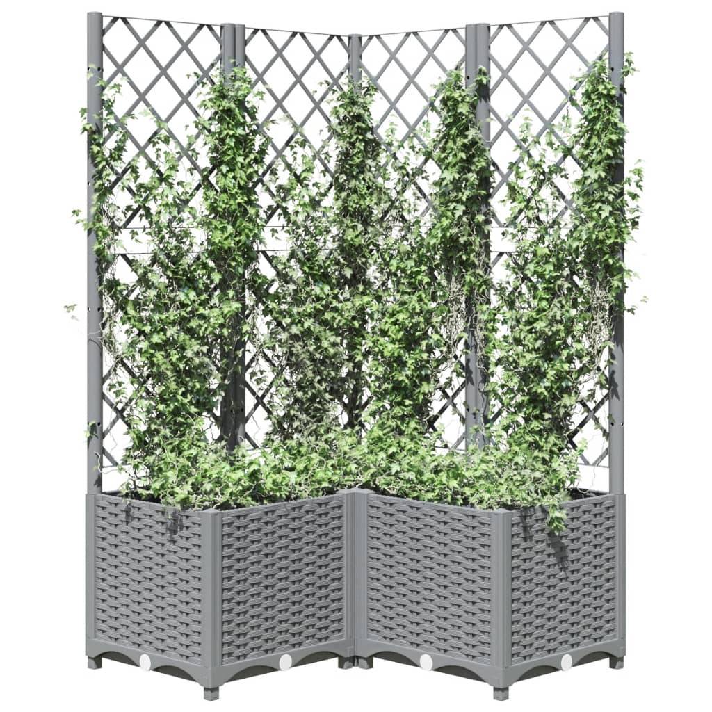Jardinière avec treillis Gris clair 80 x 80 x 136 cm PP - PANGIVO - Image 3