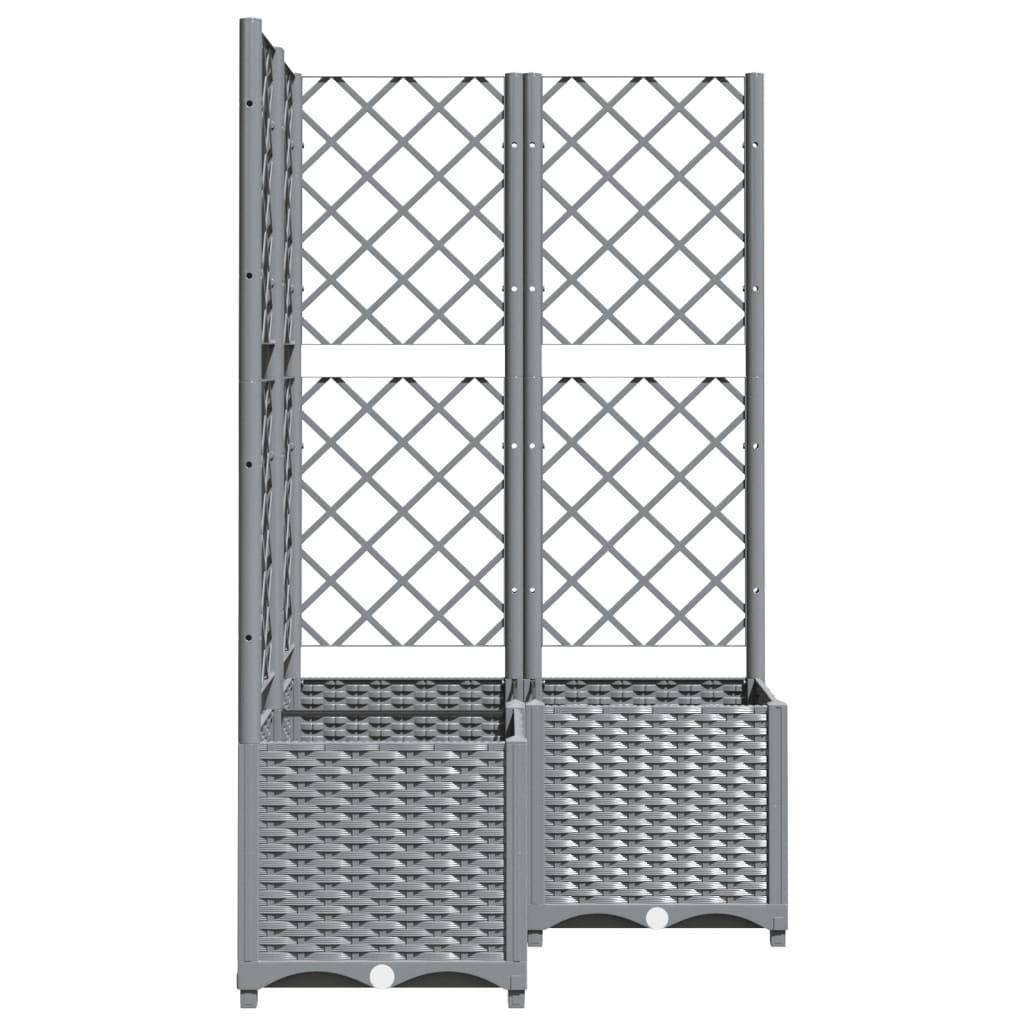 Jardinière avec treillis Gris clair 80 x 80 x 136 cm PP - PANGIVO - Image 5