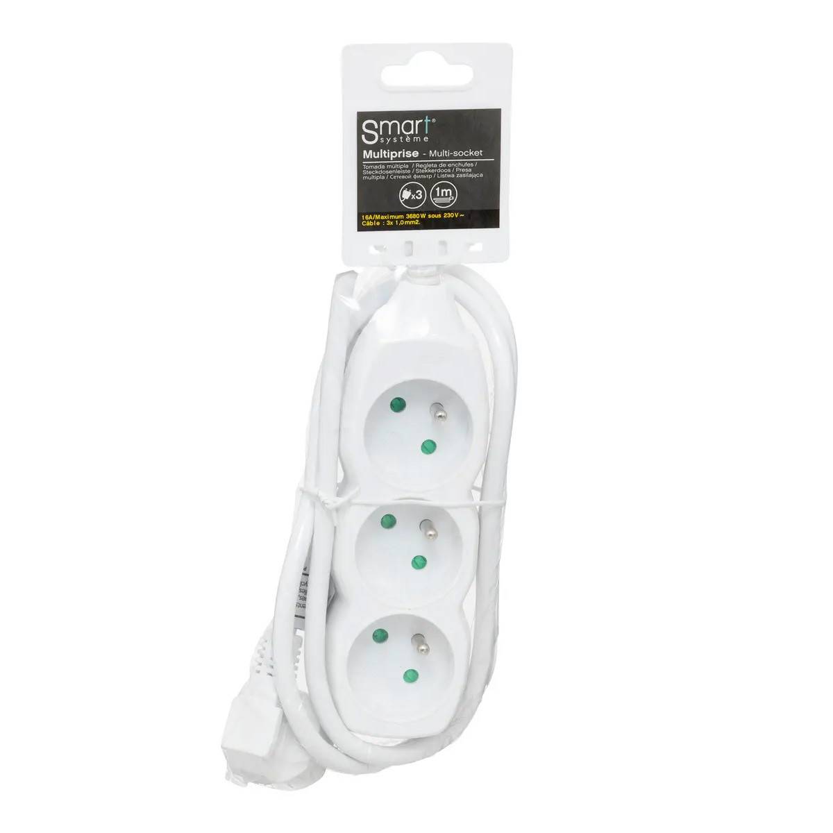 Multiprise 3 Prises "Smart" 1M Blanc - Image 2