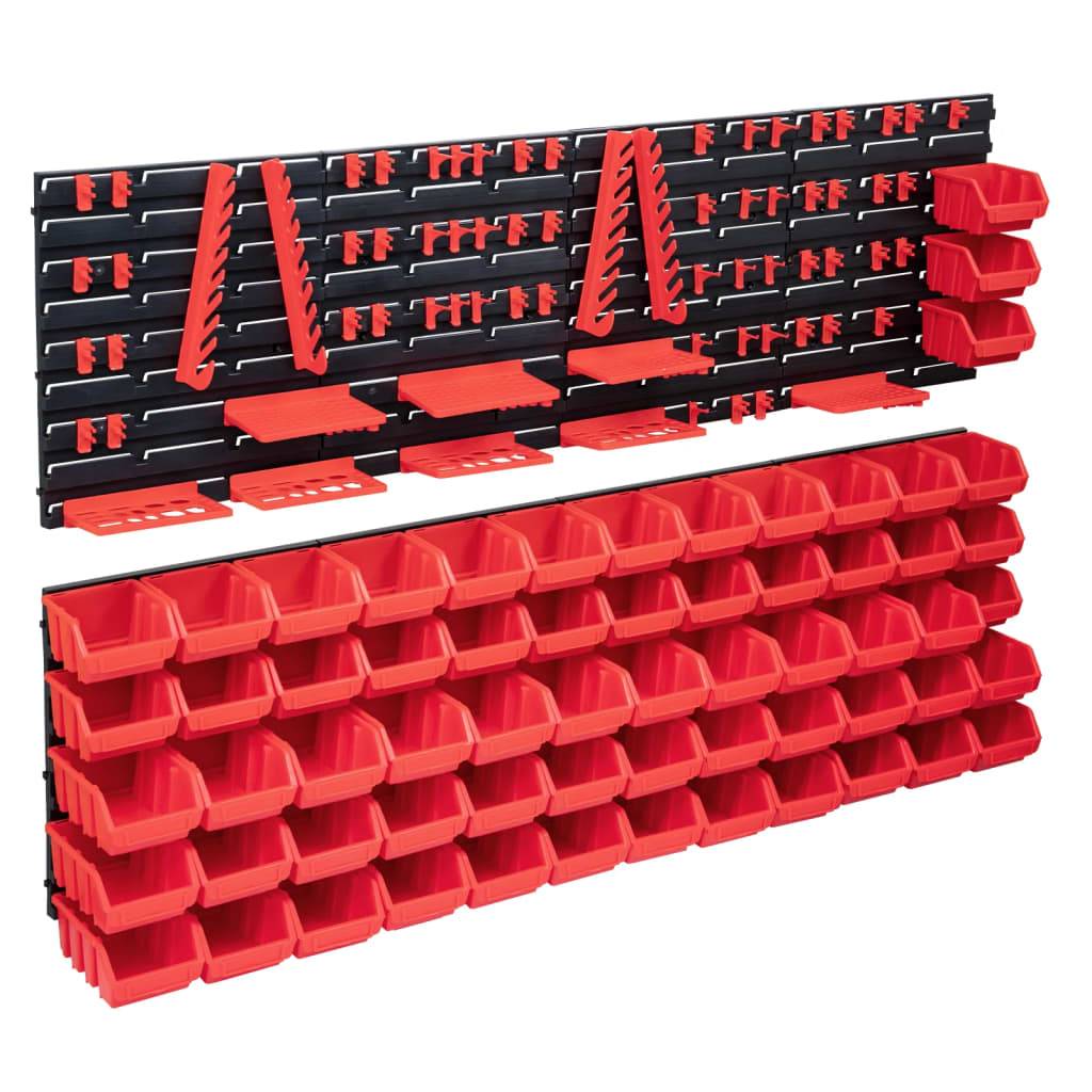 Helloshop26 - Kit de bacs de stockage et panneaux muraux 141 pièces rouge et noir - Imagen 1