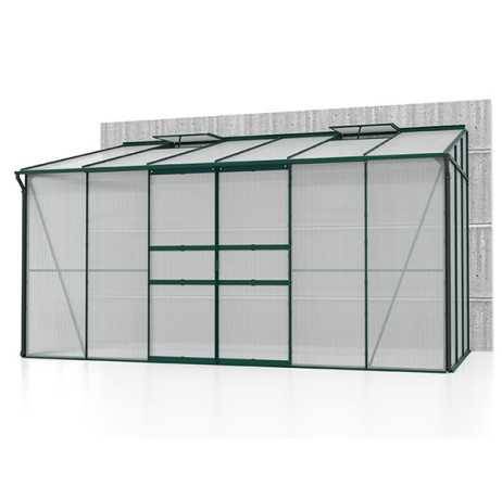 Vitavia - Serre adossée IDA 7800 - 7,8 m² en polycarbonate avec porte coulissante & lucarnes, Couleur Aluminium , Polycarbonate 4 mm - Image 4
