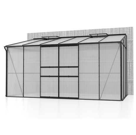 Vitavia - Serre adossée IDA 7800 - 7,8 m² en polycarbonate avec porte coulissante & lucarnes, Couleur Aluminium , Polycarbonate 4 mm - Image 6