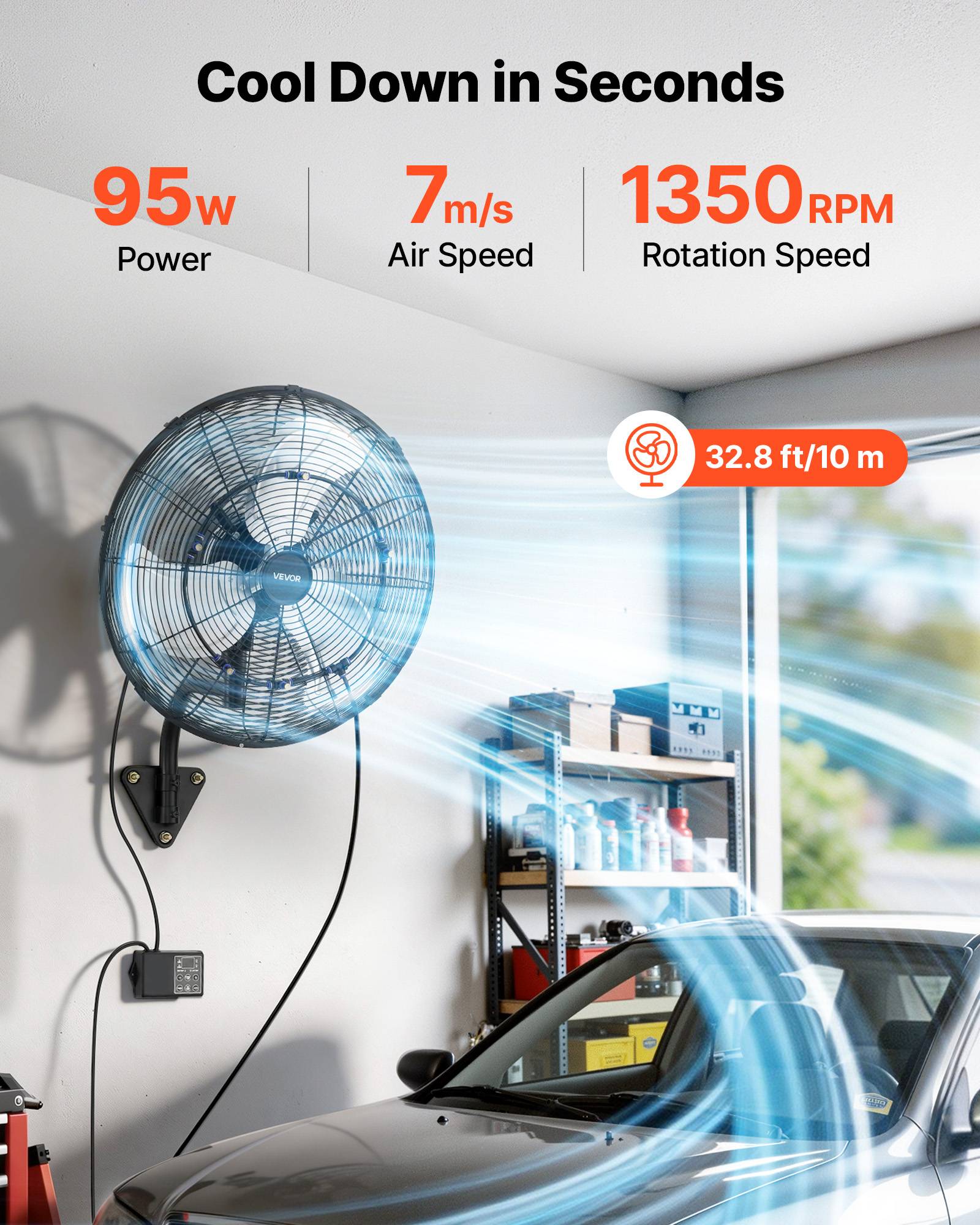 Vevor - VEVOR Ventilateur Mural Industriel Brumisateur Oscillant 50,5 cm Télécommande - Image 2