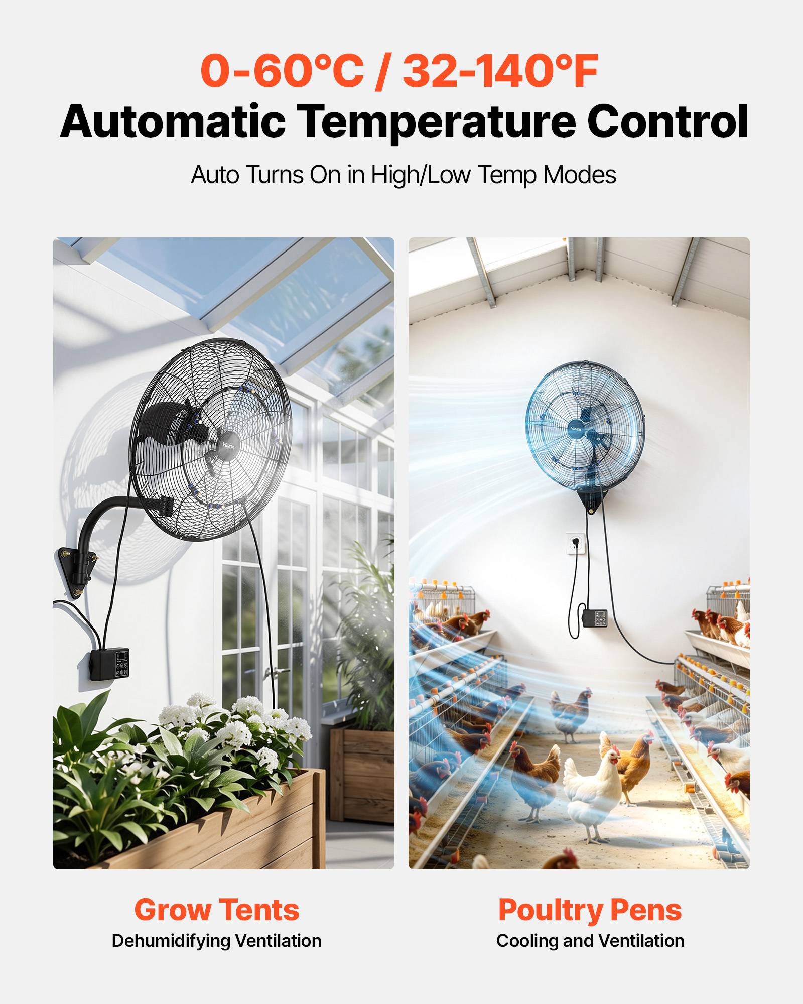 Vevor - VEVOR Ventilateur Mural Industriel Brumisateur Oscillant 50,5 cm Télécommande - Image 4