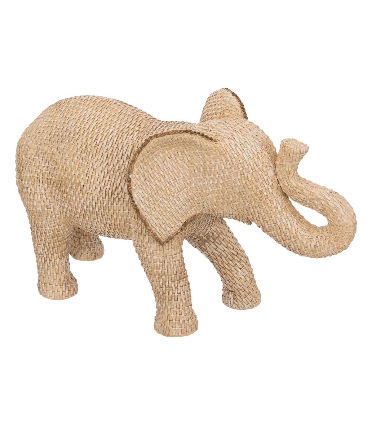 Objet déco Éléphant en résine aspect raphia L 51 cm - Imagen 1