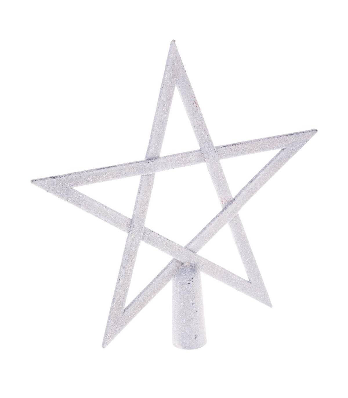 Déco Sapin de Noël Cimier Étoile Blanc pailleté