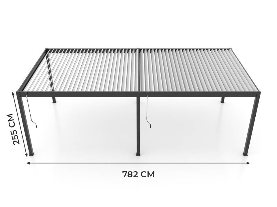 Pergola Bioclimatique Aluminium Autoportée 32m² - 4x8m - Kit LED Inclus - Anthracite - 50 lames en Aluminium a 120 degrés - Imagen 9