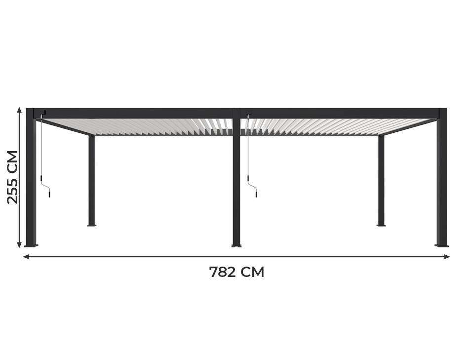 Pergola Bioclimatique Aluminium Autoportée 32m² - 4x8m - Kit LED Inclus - Anthracite - 50 lames en Aluminium a 120 degrés - Imagen 7