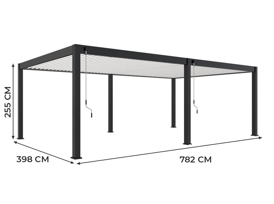 Pergola Bioclimatique Aluminium Autoportée 32m² - 4x8m - Kit LED Inclus - Anthracite - 50 lames en Aluminium a 120 degrés - Imagen 8