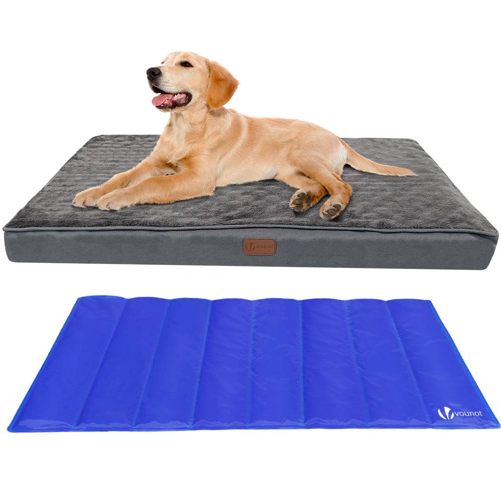 Vounot - Matelas panier pour chien avec tapis gel rafraichissant amovible 115x81x9cm