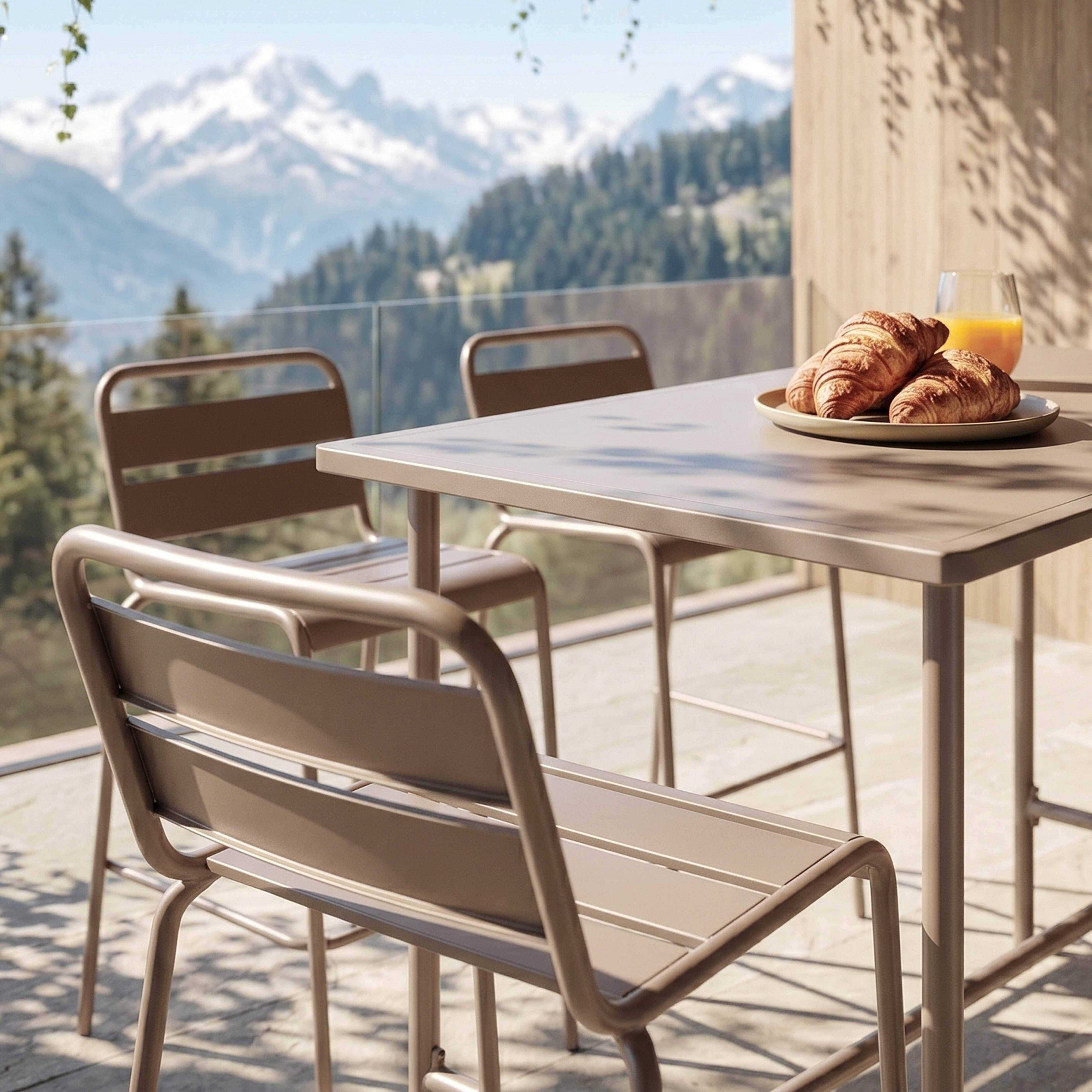 Oviala - Ensemble table haute et 4 chaises de bar en métal taupe Palavas - Oviala - Imagen 3