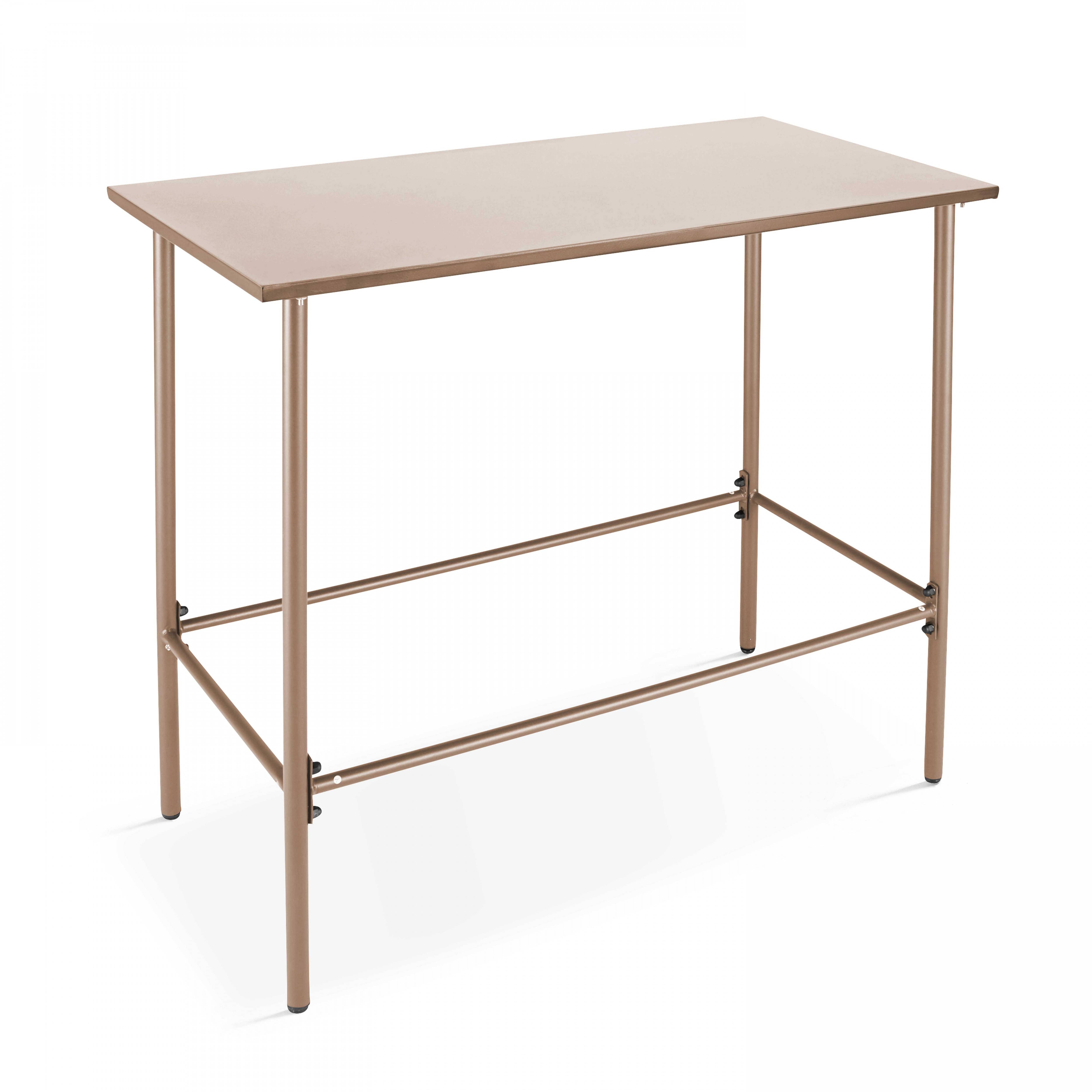 Oviala - Ensemble table haute et 4 chaises de bar en métal taupe Palavas - Oviala - Imagen 6
