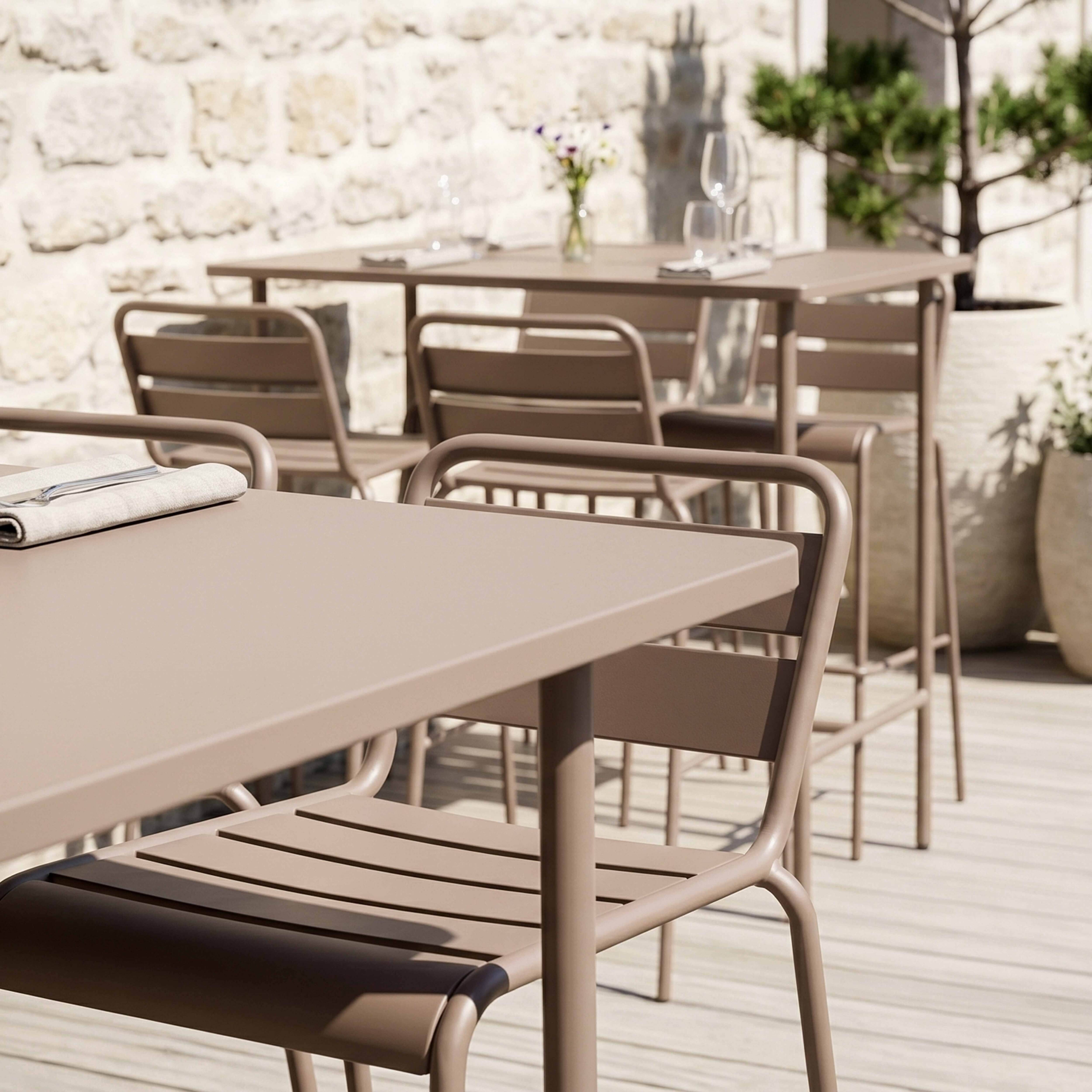 Oviala - Ensemble table haute et 4 chaises de bar en métal taupe Palavas - Oviala - Imagen 5