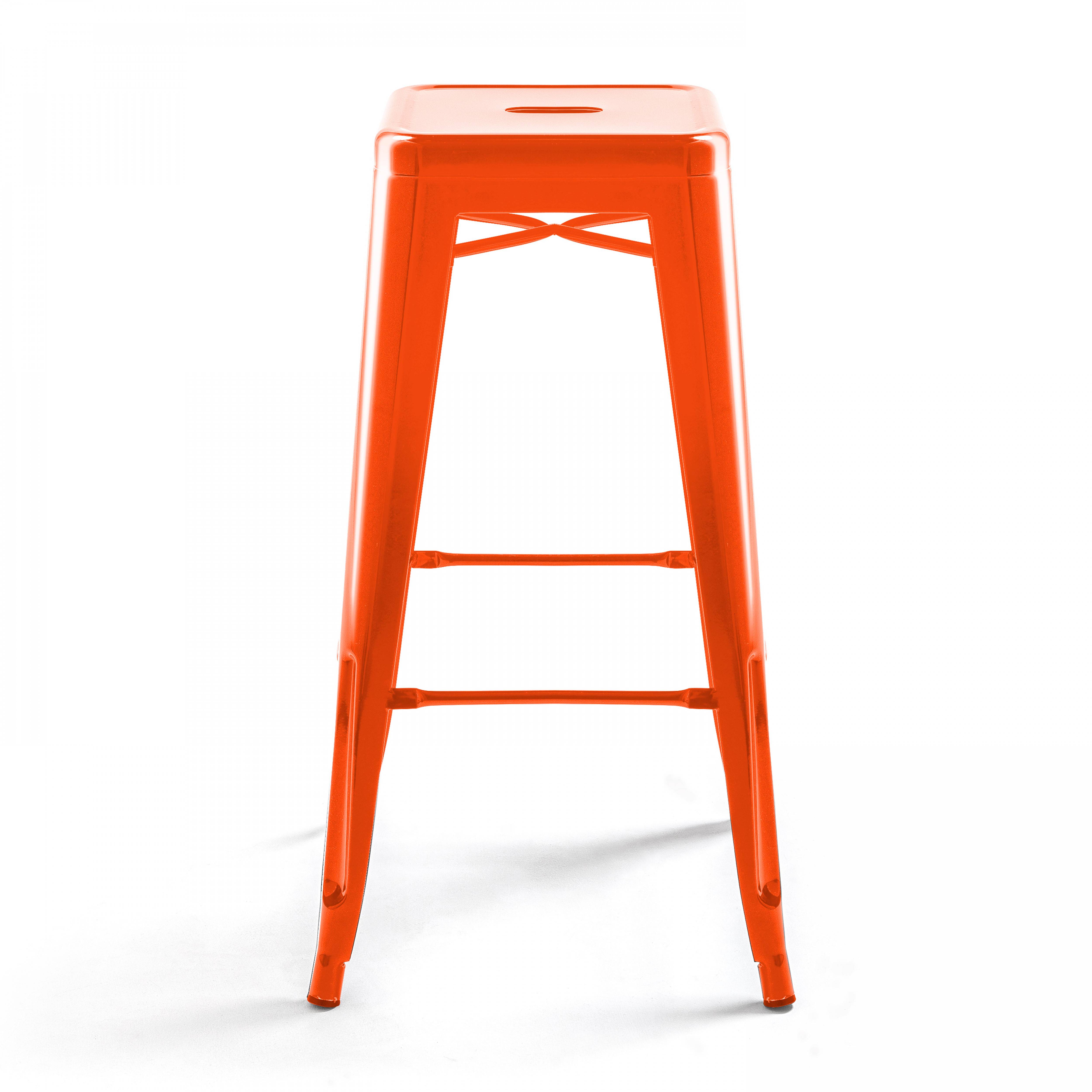Oviala - Tabouret de bar en métal brillant orange Indus - Oviala - Imagen 2