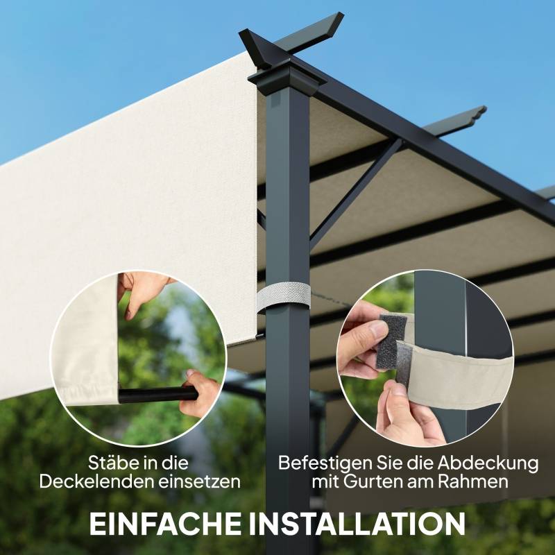 Toile de rechange pergola Polyester Jardin Terrasse Anti-UV 4,88x1,22m Blanc Crème - ComfortXL Outdoor Living - Image 6