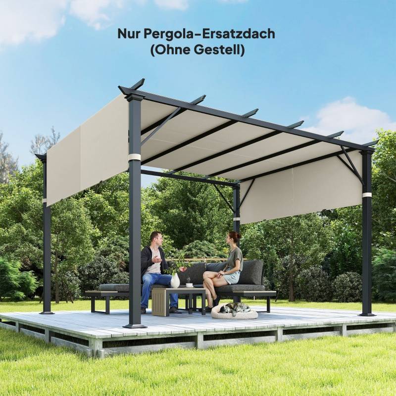 Toile de rechange pergola Polyester Jardin Terrasse Anti-UV 4,88x1,22m Blanc Crème - ComfortXL Outdoor Living - Image 8