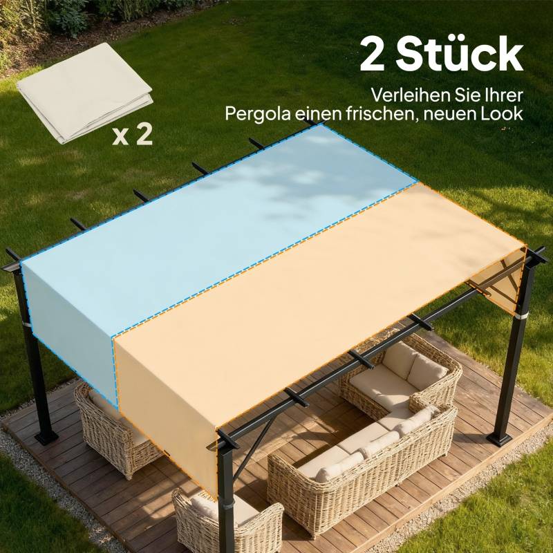 Toile de rechange pergola Polyester Jardin Terrasse Anti-UV 4,88x1,22m Blanc Crème - ComfortXL Outdoor Living - Image 4