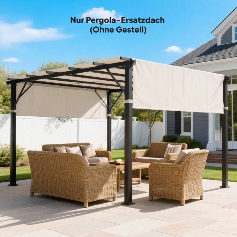 Toile de rechange pergola Polyester Jardin Terrasse Anti-UV 4,88x1,22m Blanc Crème - ComfortXL Outdoor Living - Image 2