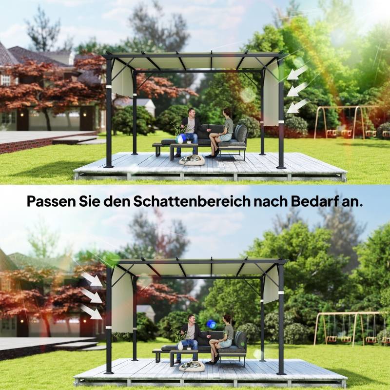 Toile de rechange pergola Polyester Jardin Terrasse Anti-UV 4,88x1,22m Blanc Crème - ComfortXL Outdoor Living - Image 7