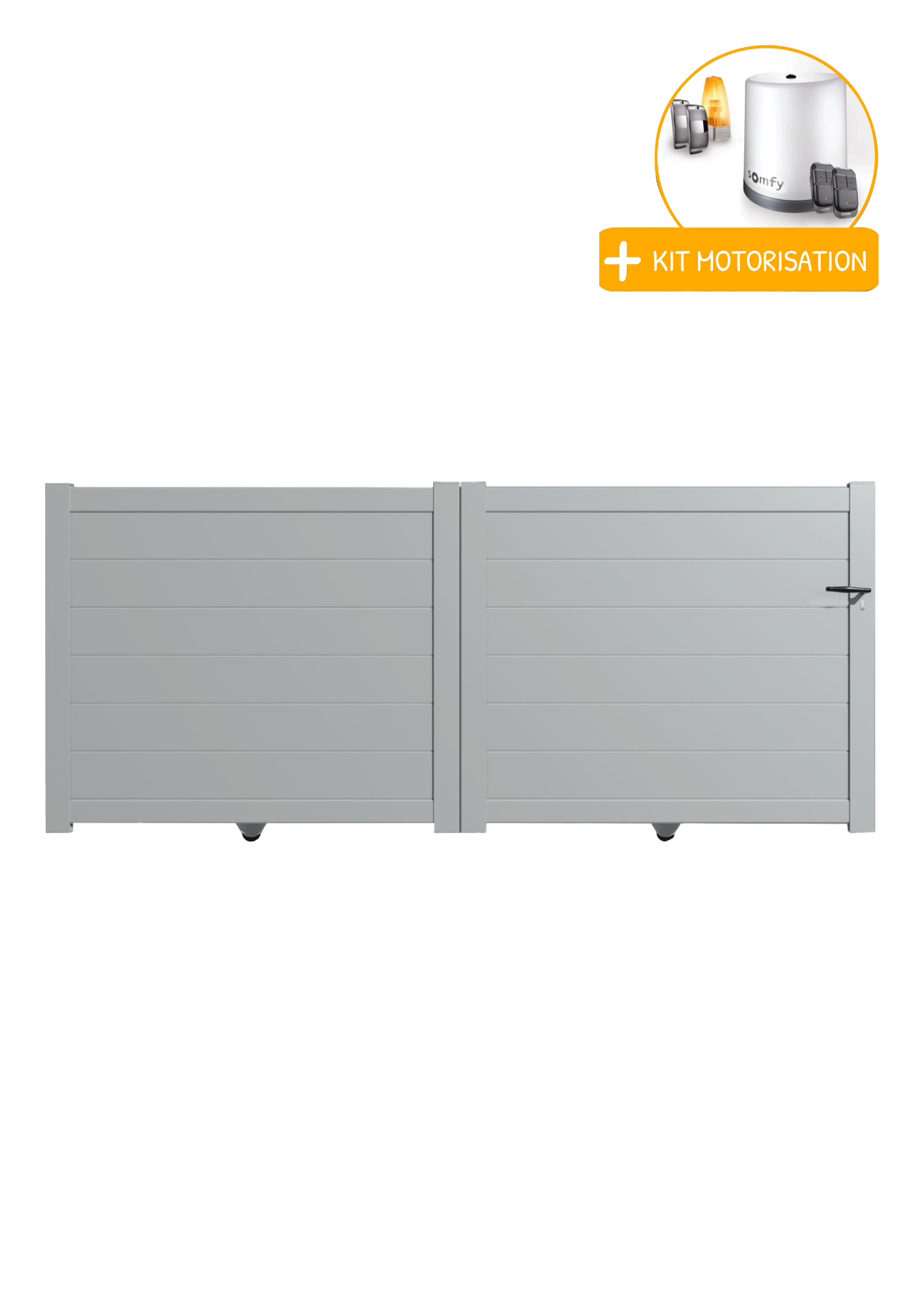 Portail Packit - Portail alu coulissant plein en kit +MOT dim. L.3000 (entre piliers) X H.1500 mm  Gris Lumière (RAL 7035)