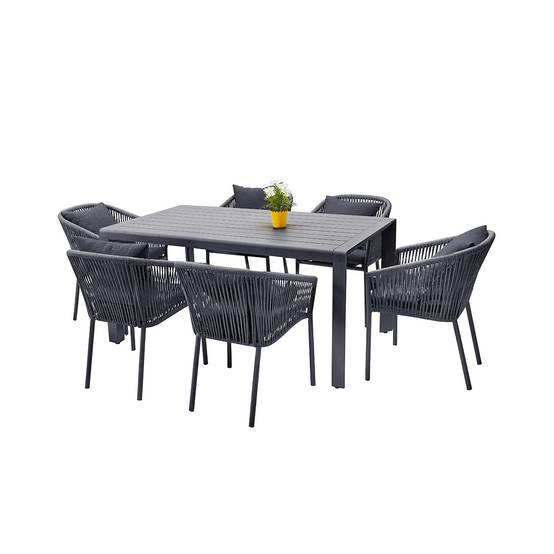 Salon de jardin en aluminium et corde - 6 fauteuils - Cémonjardin - Image 1
