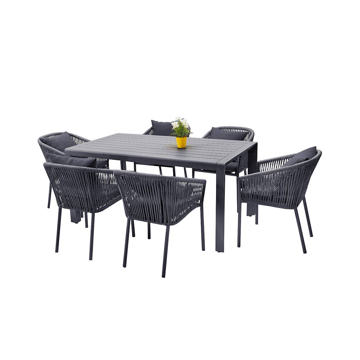 Salon de jardin en aluminium et corde - 6 fauteuils - Cémonjardin - Image 1