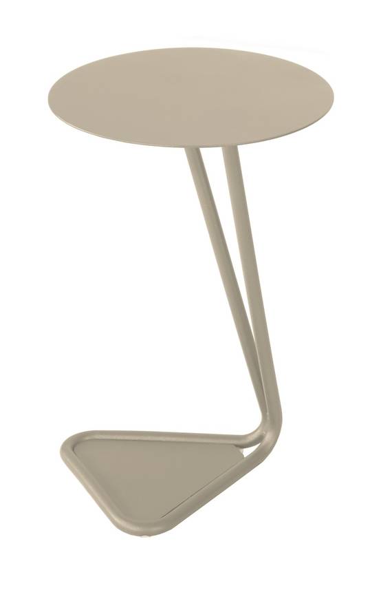 Proloisirs - Table basse ronde en aluminium et acier – EZE Ø 40 x H 60 – Coloris crème