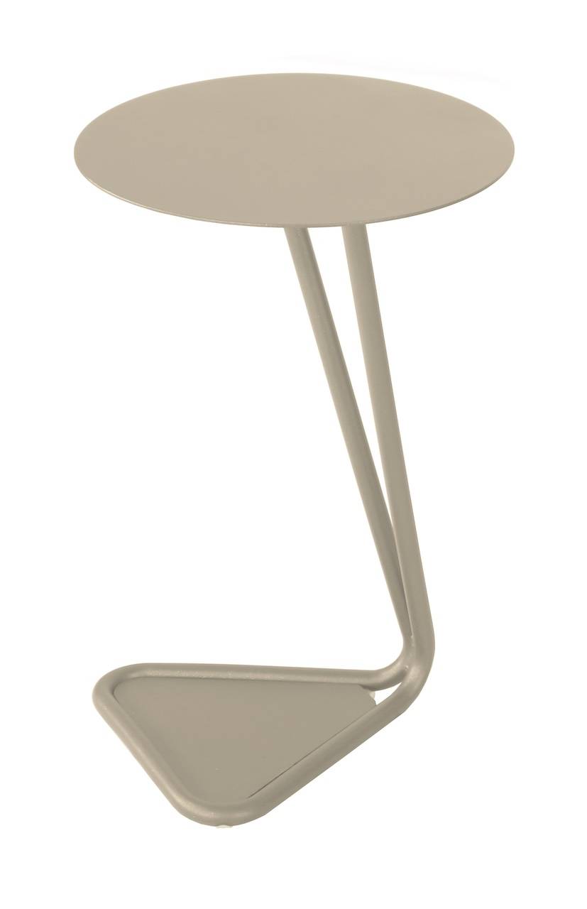 Proloisirs - Table basse ronde en aluminium et acier – EZE Ø 40 x H 60 – Coloris crème