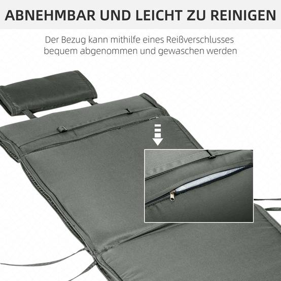 PANGIVO - Coussin de chaise longue avec oreiller, polyester et fibre de coton, gris, 198 x 53 x 5 cm - PANGIVO - Image 6