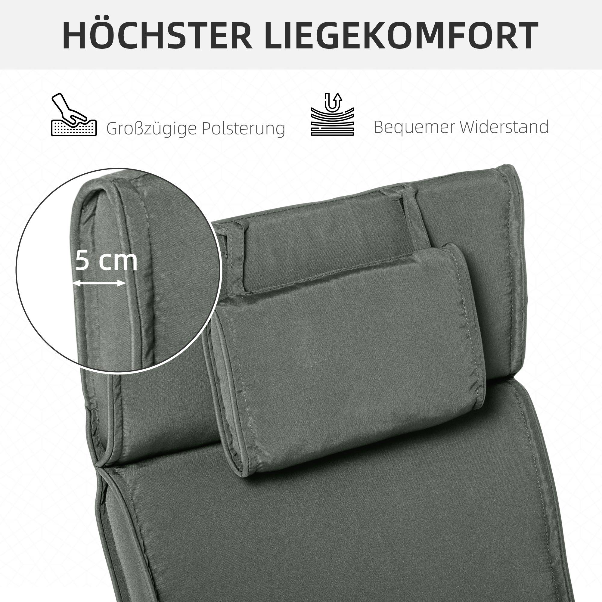 PANGIVO - Coussin de chaise longue avec oreiller, polyester et fibre de coton, gris, 198 x 53 x 5 cm - PANGIVO - Image 4