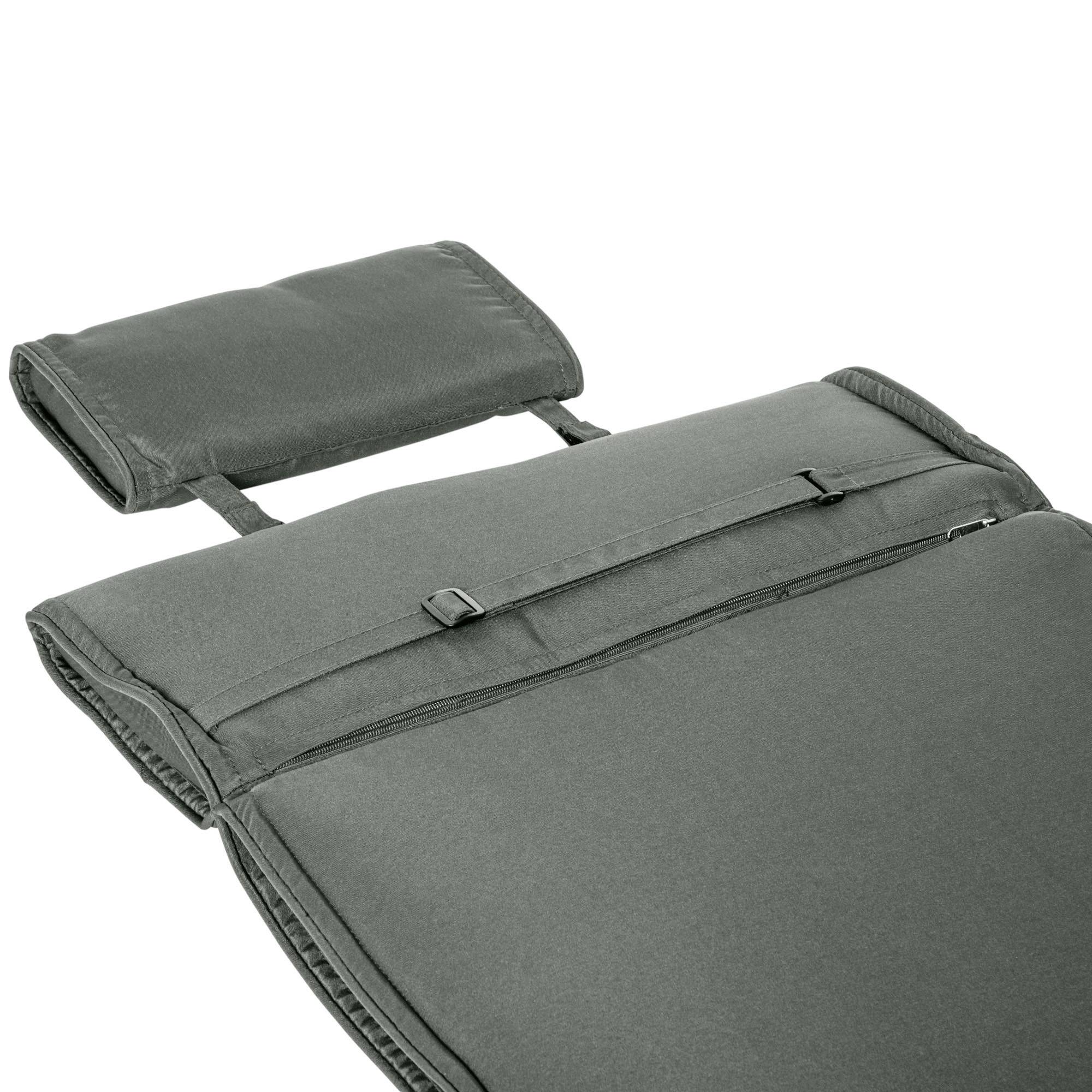 PANGIVO - Coussin de chaise longue avec oreiller, polyester et fibre de coton, gris, 198 x 53 x 5 cm - PANGIVO - Image 7