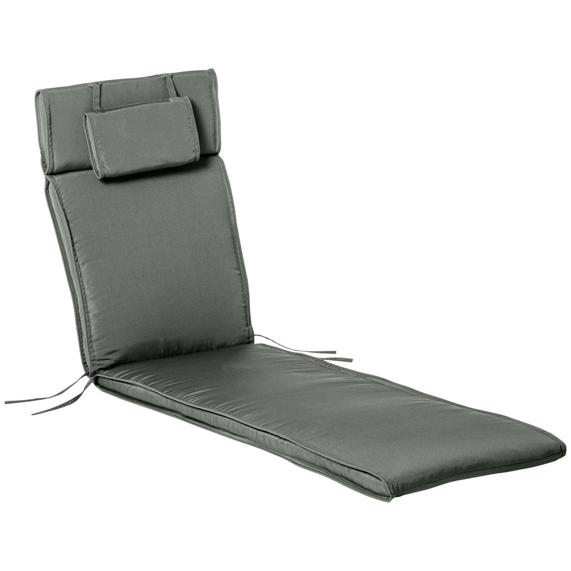 PANGIVO - Coussin de chaise longue avec oreiller, polyester et fibre de coton, gris, 198 x 53 x 5 cm - PANGIVO