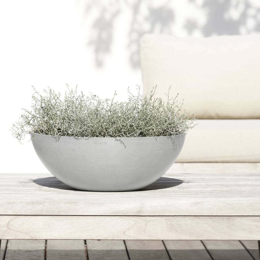 Ecopots - Pot Rond Vienna 50 Blanc Gris - Ø 50 x H. 18 cm - 22,3 L ECOPOTS - Imagen 4