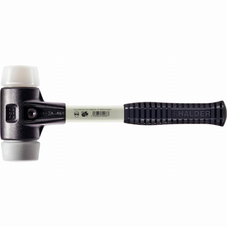 Maillet HALDER SIMPLEX TPE moyen / superplastique avec boîtier en fonte malléable renforcée et manche en fibre de verre - D=50 mm - 3737.050